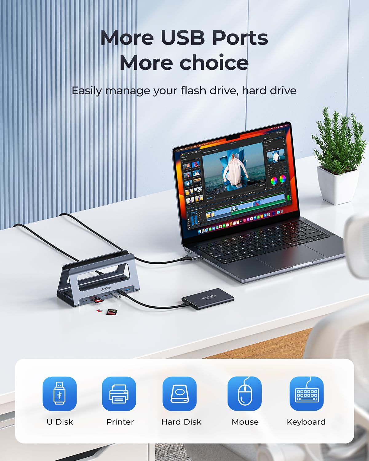 Amazon.com: RayCue USB-C Docking Station for MacBook Pro/Air, Dual